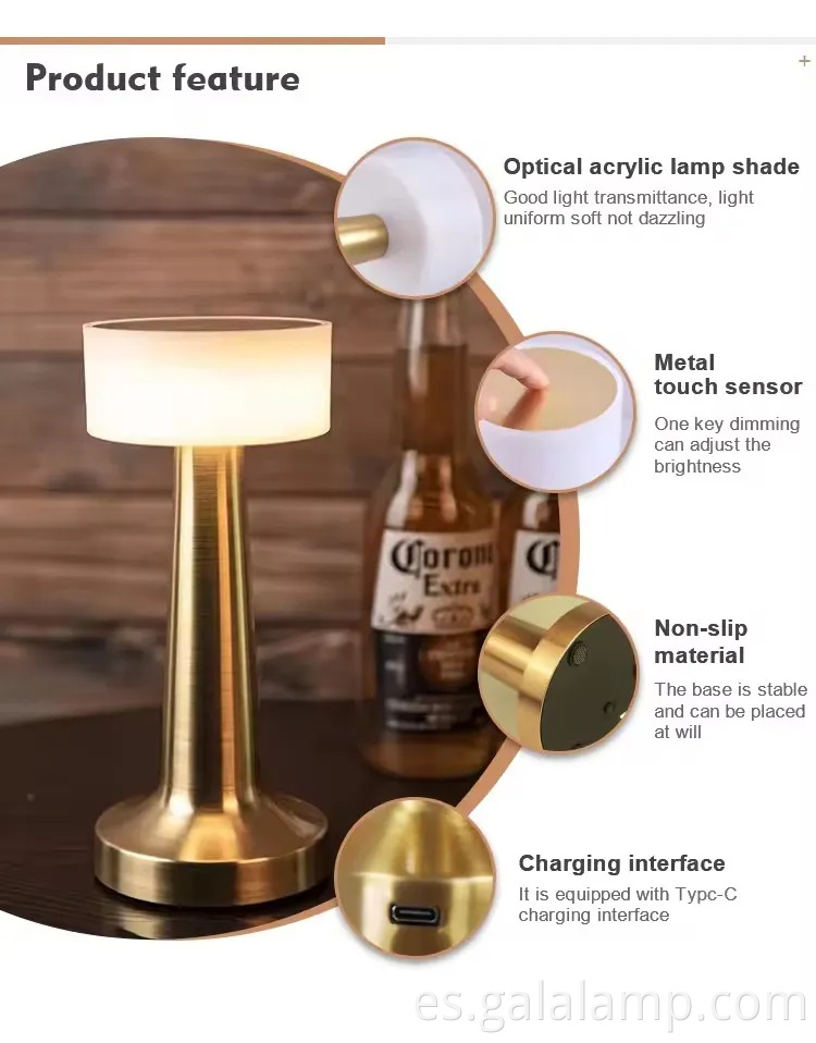 Lámpara de escritorio de hierro forjado elegante con una conveniente carga USB